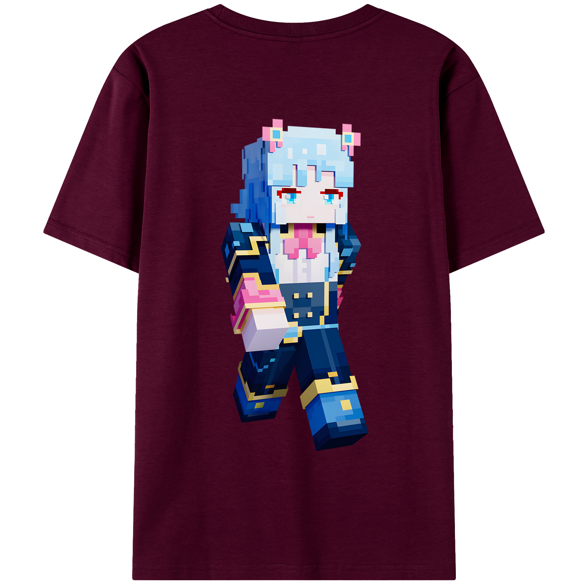（画像用） マインクラフト ブロックの世界 Minecraft MC Block world レディース半袖Tシャツ(バックプリント)